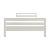 FLEXA single bed from the WHITE collection, 140x200 cm, white pine with slat headboard and footboard, shown front on.