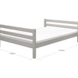 Single Bed, 140x200 cm, Grey