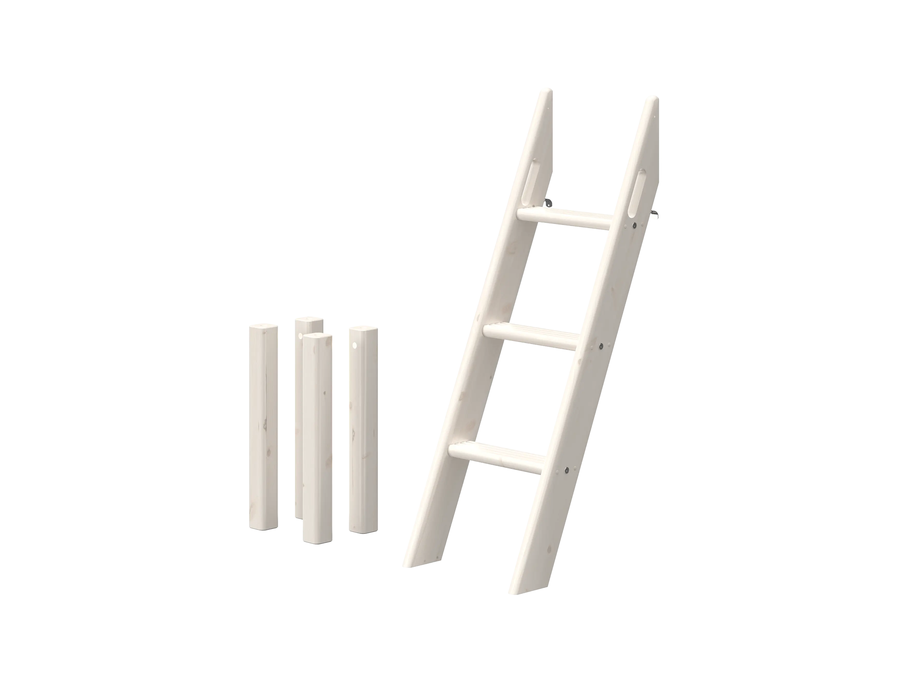 Slanting Ladder for High Bed 120 cm, White LADDER slanting-ladder-for-mid-high-bed-white-washed  flexa-com.myshopify.com