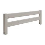 FLEXA SAFETY RAIL, grey pine with rounded edges, fits mid-high beds; two horizontal bars for child safety in kids’ rooms.