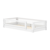 Montessori-Bett mit Querstreben und Absturzsicherung, 90x200 cm, Weiss