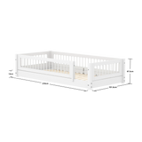 Montessori-Bett mit Querstreben und Absturzsicherung, 90x200 cm, Weiss