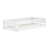 Cama Montessori con barrera de seguridad con barrotes, 90x200 cm, blanco