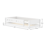 Montessori-bed met veiligheidsrek aan de voorkant, 90x200 cm, wit