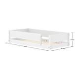 Cama Montessori con barrera de seguridad frontal con ranuras, 90x200 cm, blanco