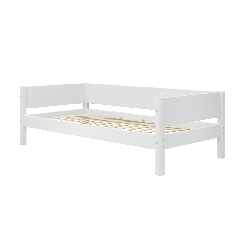 Single Bed with Safety Rail, 90x200 cm, White