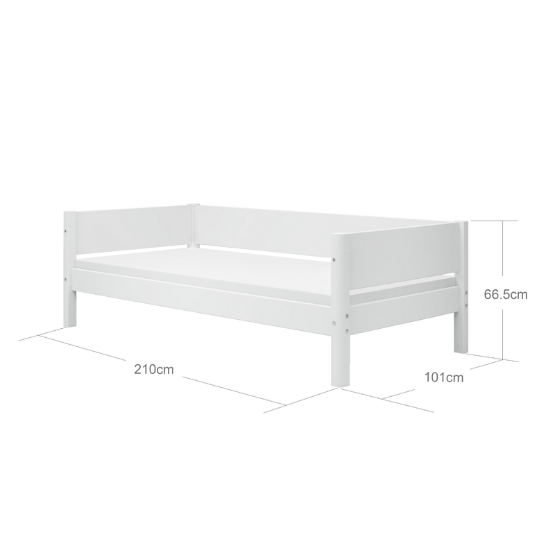 Single Bed with Safety Rail, 90x200 cm, White