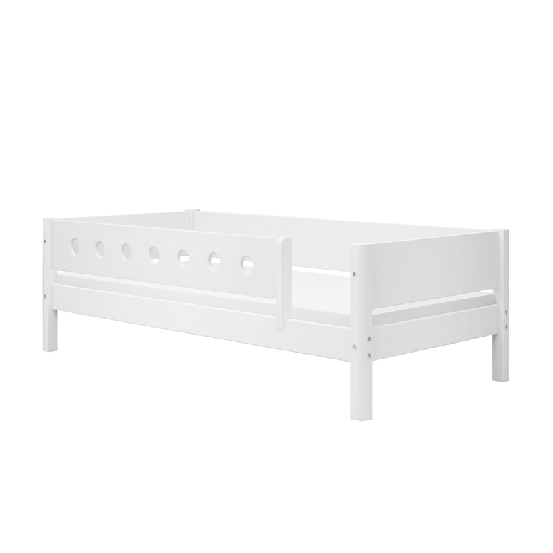 Single Bed with Safety Rails, 90x200 cm, White