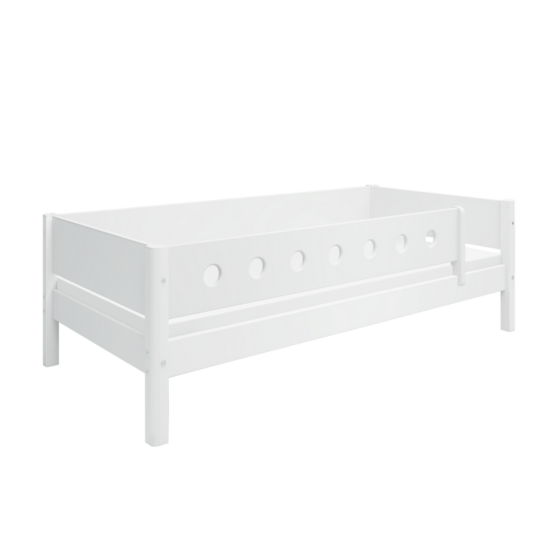 Single Bed with Safety Rails, 90x200 cm, White