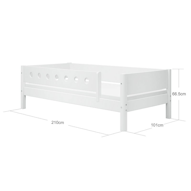 Single Bed with Safety Rails, 90x200 cm, White