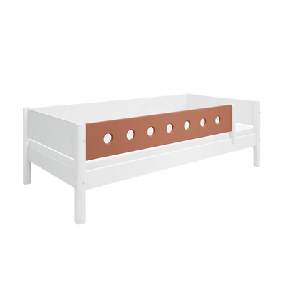 Single Bed with Safety Rails, 90x200 cm, White/Blush