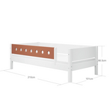 Single Bed with Safety Rails, 90x200 cm, White/Blush
