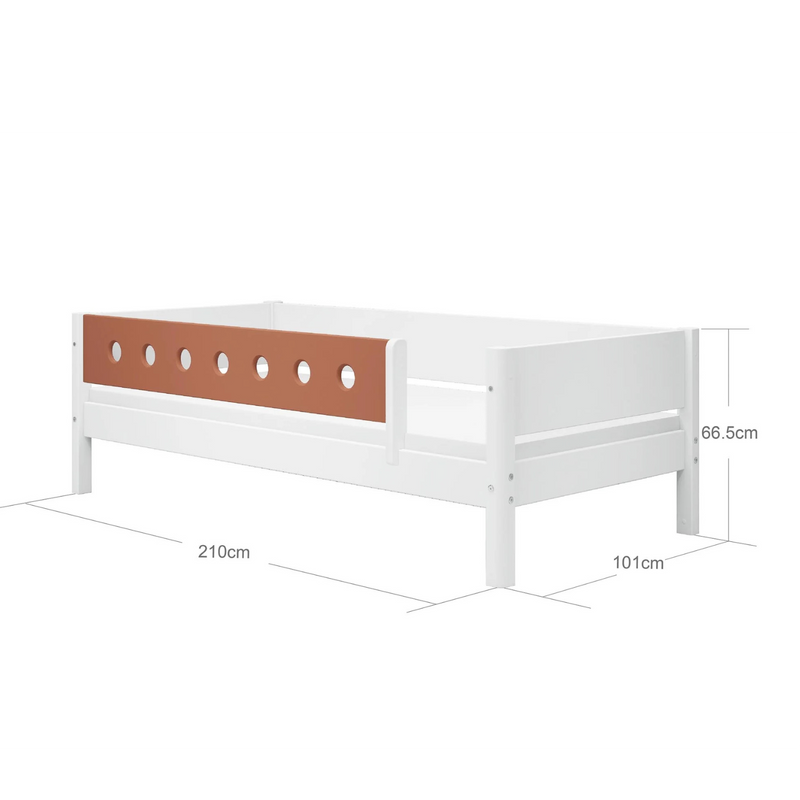 Single Bed with Safety Rails, 90x200 cm, White/Blush