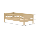 Cama individual con barrera de seguridad, 90x200 cm, Sand