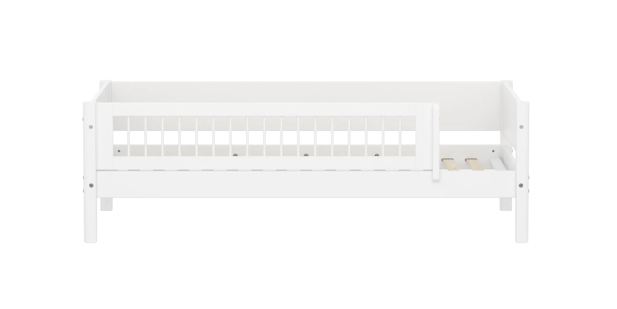 Single Bed with Safety Rail, 90x200 cm, White SINGLE_BED daybed-w-front-safety-rail-200x90cm-crossbars-f-wht  flexa-com.myshopify.com