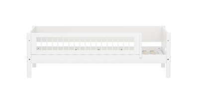 WHITE Eenpersoonsbed met Dwarsliggers Uitvalbeveiliging, 90x200 cm, Wit