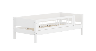 WHITE Eenpersoonsbed met Dwarsliggers Uitvalbeveiliging, 90x200 cm, Wit