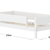 Single Bed with Safety Rail, 90x200 cm, White