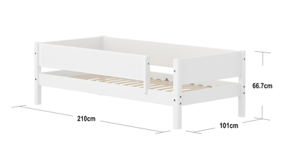 Single Bed with Safety Rails, 90x200 cm, White