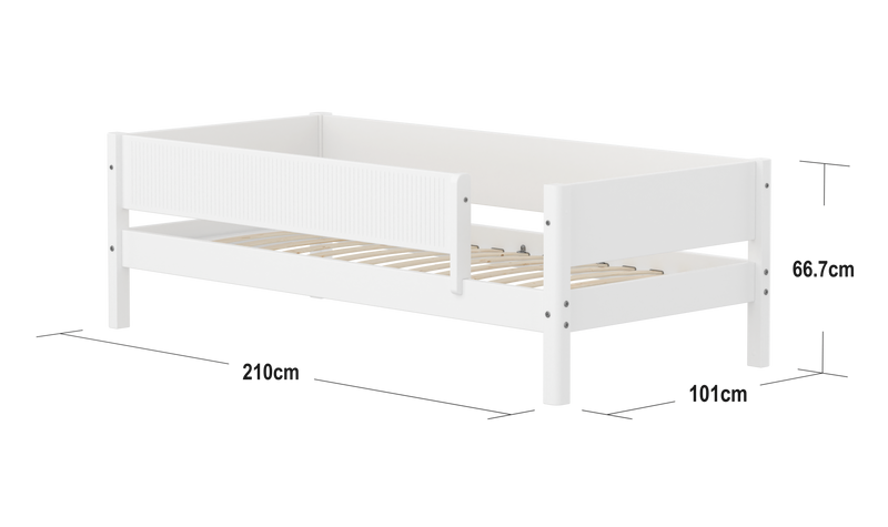 Single Bed with Safety Rails, 90x200 cm, White