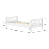 Cama individual con barrotes, 90x200 cm, blanco