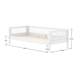 Einzelbett mit Querstreben und Absturzsicherung, 90x200 cm, Weiss