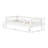 Eenpersoonsbed met spijlen en veiligheidsrek, 90x200 cm, wit