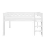 Lit haut 120 cm avec échelle et barrière de sécurité, 90x200 cm, Blanc