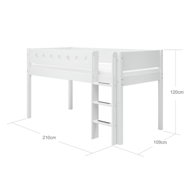 WHITE Halfhoogslaper, 90x200 cm, Wit