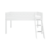 Lit haut 120 cm avec échelle et barrière de sécurité, 90x200 cm, Blanc