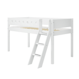 Lit haut 120 cm avec échelle et barrière de sécurité, 90x200 cm, Blanc