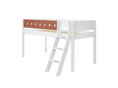 WHITE Halfhoogslaper, Schuin Ladder, 90x200 cm, Wit/Blush