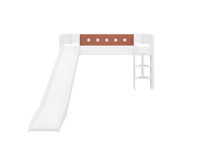 Mid-high bed w. straight ladder and slide