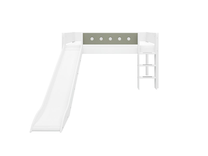 Mid-high bed w. straight ladder and slide