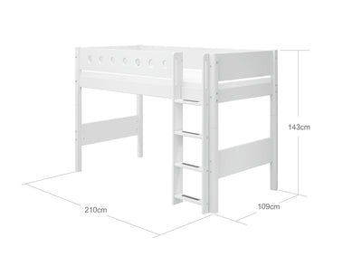 WHITE Mittelhohes Bett, 90x200 cm, Weiss