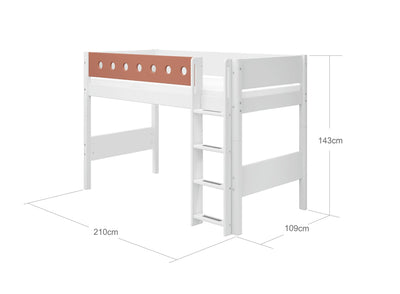 Verhoogde halfhoogslaper m. rechte ladder