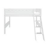 Semi-high Bed with Ladder and Safety Rail, 90x200 cm, White