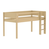 High Bed 120 cm with Ladder and Safety Rail, 90x200 cm, Sand