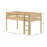 High Bed 120 cm with Ladder and Safety Rail, 90x200 cm, Sand