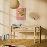 High Bed 120 cm with Ladder and Safety Rail, 90x200 cm, Sand