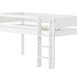 Hochbett 120 cm mit Leiter und Absturzsicherung, 90x200 cm, Weiß