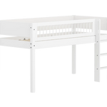 High Bed 120 cm with Ladder and Safety Rail, 90x200 cm, White MID_HIGH-BED midslp-f-wht-mdf-200x90-str-ladder-crossbars-f-wht  flexa-com.myshopify.com