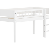 Hochbett 120 cm mit Leiter und Absturzsicherung, 90x200 cm, Weiß
