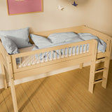 High Bed 120 cm with Ladder and Safety Rail, 90x200 cm, Sand