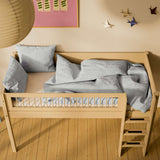 High Bed 120 cm with Ladder and Safety Rail, 90x200 cm, Sand