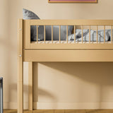 High Bed 120 cm with Ladder and Safety Rail, 90x200 cm, Sand