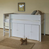Hochbett 120 cm mit Leiter und Absturzsicherung, 90x200 cm, Weiß