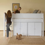 Hochbett 120 cm mit Leiter und Absturzsicherung, 90x200 cm, Weiß
