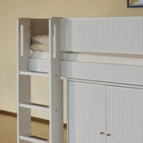 Hochbett 120 cm mit Leiter und Absturzsicherung, 90x200 cm, Weiß