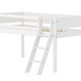Hochbett 120 cm mit Leiter und Absturzsicherung, 90x200 cm, Weiß